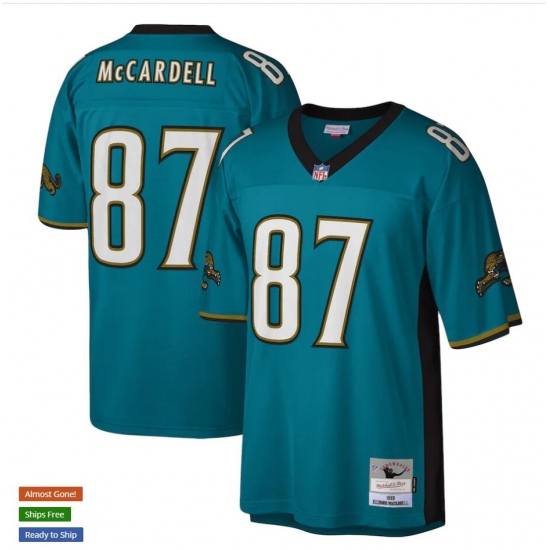Men's Jacksonville Jaguars #87 Keenan McCardell Mitchell & Ness Teal NFL Throwback Football Jersey - Ujersey