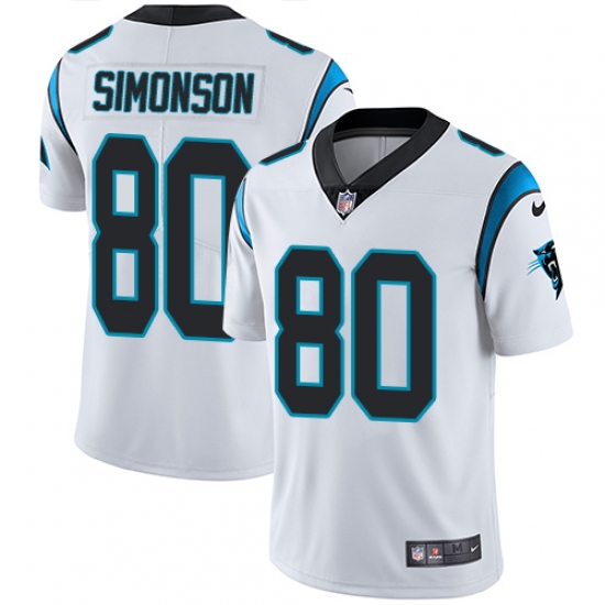 Men's Nike Carolina Panthers #80 Scott Simonson White Vapor Untouchable Limited Player NFL Jersey - Ujersey
