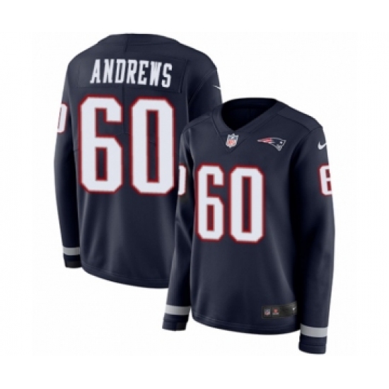 Women's Nike New England Patriots #60 David Andrews Limited Navy Blue Therma Long Sleeve NFL Jersey - Ujersey