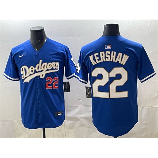 Men's Los Angeles Dodgers #22 Clayton Kershaw Royal Limited Stitched Baseball Jersey - Ujersey