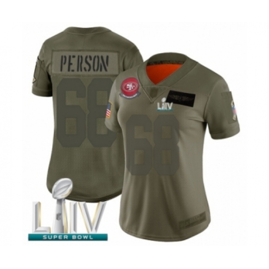 Women's San Francisco 49ers #68 Mike Person Limited Olive 2019 Salute to Service Super Bowl LIV Bound Football Jersey - Ujersey