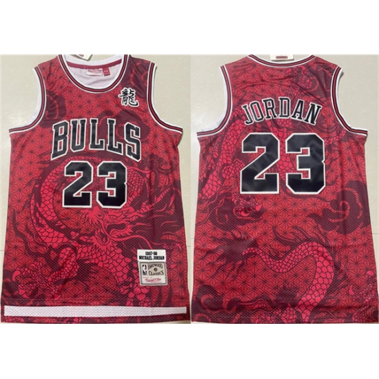 Men's Chicago Bulls #23 Michael Jordan Red 1997-98 Throwback Stitched Basketball Jersey - Ujersey