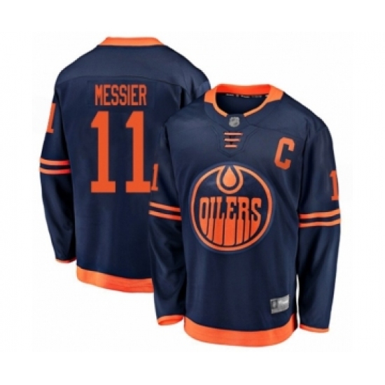 Men's Edmonton Oilers #11 Mark Messier Authentic Navy Blue Alternate Fanatics Branded Breakaway Hockey Jersey - Ujersey