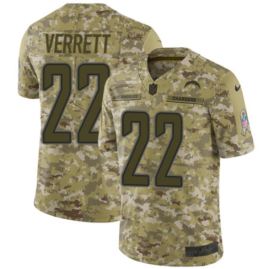 Youth Nike Los Angeles Chargers #22 Jason Verrett Limited Camo 2018 Salute to Service NFL Jersey - Ujersey