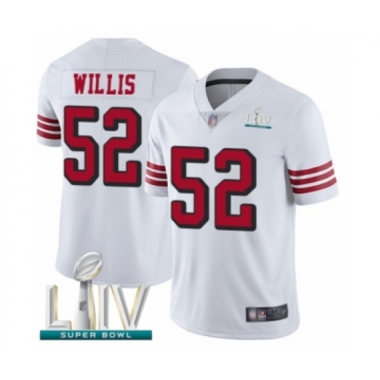 Youth San Francisco 49ers #52 Patrick Willis Limited White Rush Vapor Untouchable Super Bowl LIV Bound Football Jersey - Ujersey