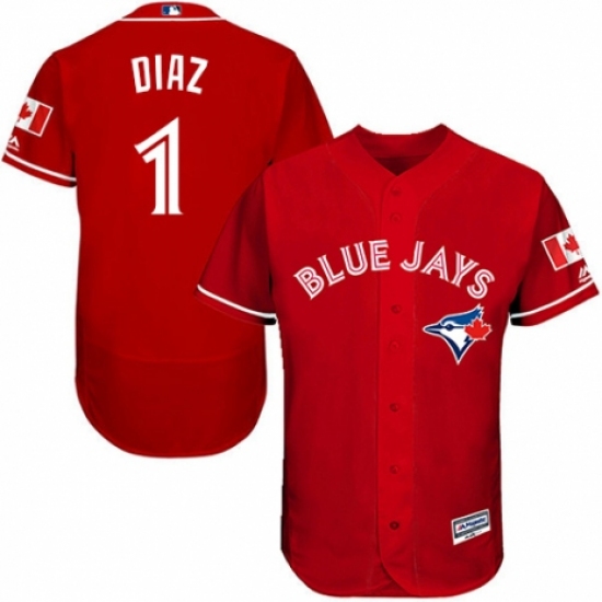 Men's Majestic Toronto Blue Jays #1 Aledmys Diaz Scarlet Alternate Flex Base Authentic Collection Alternate MLB Jersey - Ujersey