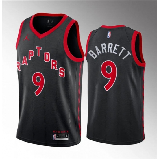Men's Toronto Raptors #9 RJ Barrett Black Statement Edition Stitched Basketball Jersey - Ujersey