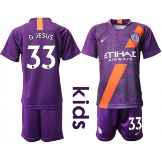 Manchester City #33 G.Jesus Third Kid Soccer Club Jersey