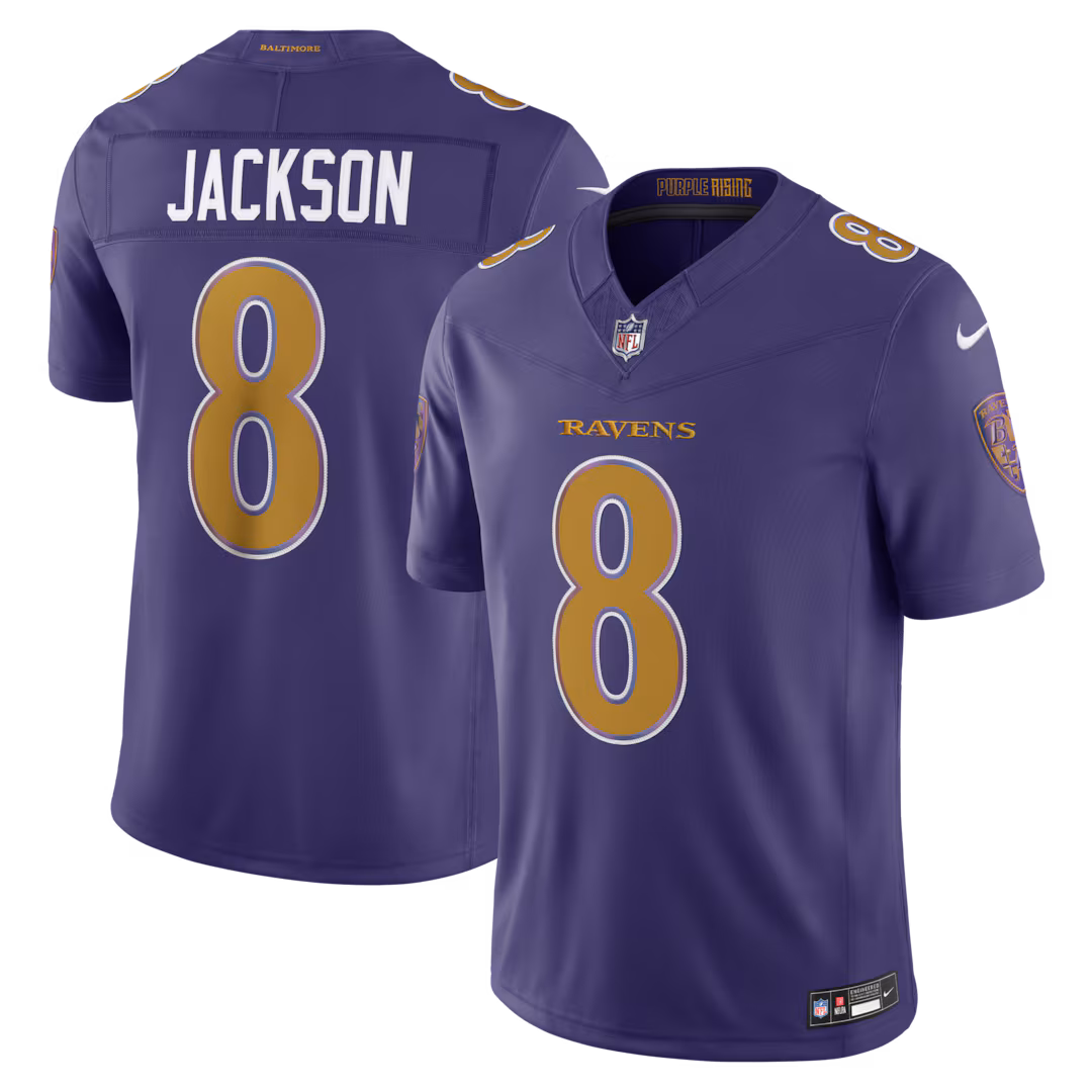 Men's Baltimore Ravens Lamar Jackson Nike Purple Alternate Vapor F.U.S.E. Stitched Limited Jersey - Ujersey