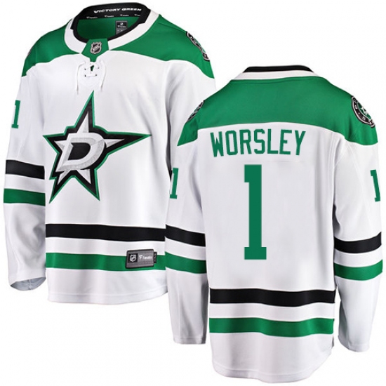 Men's Dallas Stars #1 Gump Worsley Fanatics Branded White Away Breakaway NHL Jersey - Ujersey