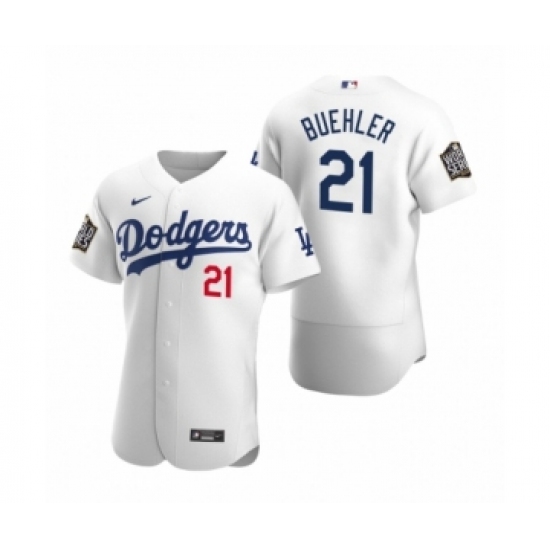 Men's Los Angeles Dodgers #21 Walker Buehler Nike White 2020 World Series Authentic Jersey - Ujersey
