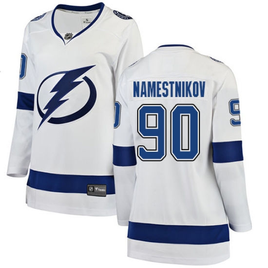 Women's Tampa Bay Lightning #90 Vladislav Namestnikov Fanatics Branded White Away Breakaway NHL Jersey - Ujersey