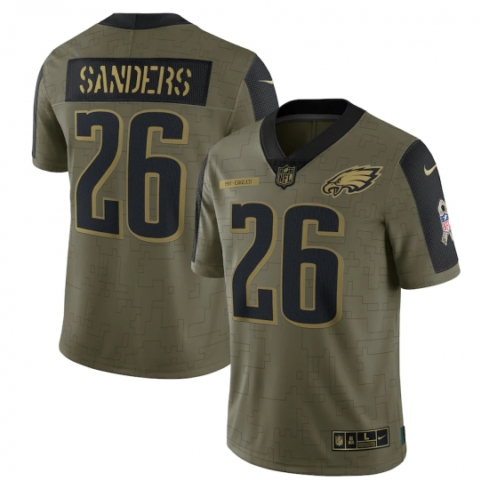 Men's Philadelphia Eagles #26 Miles Sanders Nike Olive 2021 Salute To Service Limited Player Jersey - Ujersey