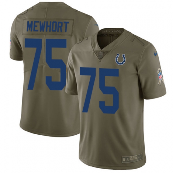 Youth Nike Indianapolis Colts #75 Jack Mewhort Limited Olive 2017 Salute to Service NFL Jersey - Ujersey