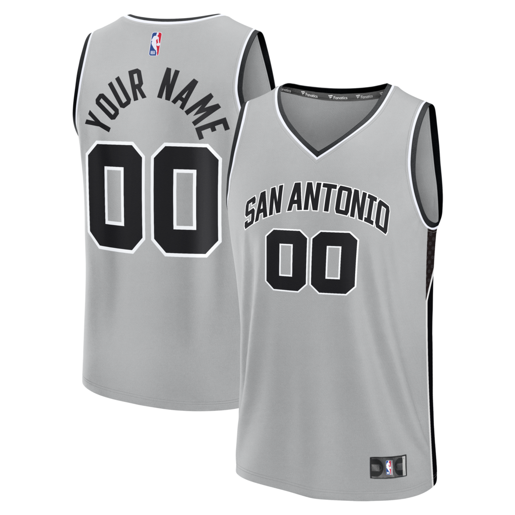Youth San Antonio Spurs Fanatics Silver Fastbreak Custom Jersey - Statement Edition - SUjersey01