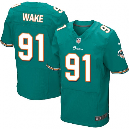 Men's Nike Miami Dolphins #91 Cameron Wake Elite Aqua Green Team Color NFL Jersey - Ujersey