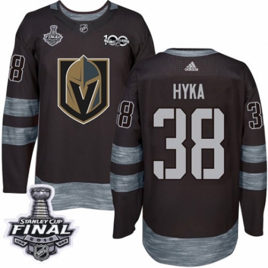 Men's Adidas Vegas Golden Knights #38 Tomas Hyka Authentic Black 1917-2017 100th Anniversary 2018 Stanley Cup Final NHL Jersey - Ujersey