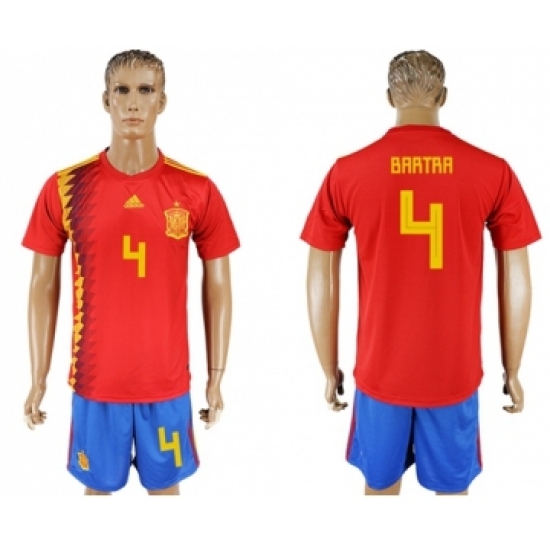Spain #4 Bartra Home Soccer Country Jersey