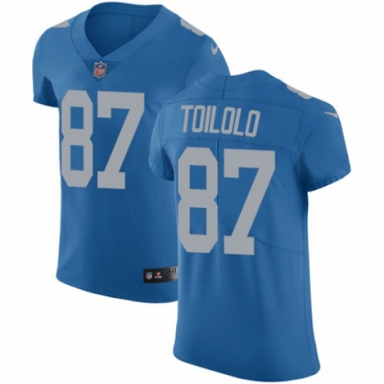 Men's Nike Detroit Lions #87 Levine Toilolo Blue Alternate Vapor Untouchable Elite Player NFL Jersey - Ujersey