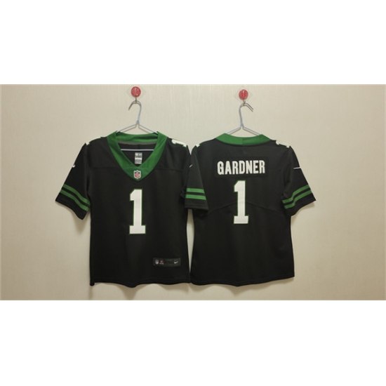 Women's New York Jets #1 Ahmad Sauce Black Vapor Football Stitched Jersey(Run Small) - Ujersey