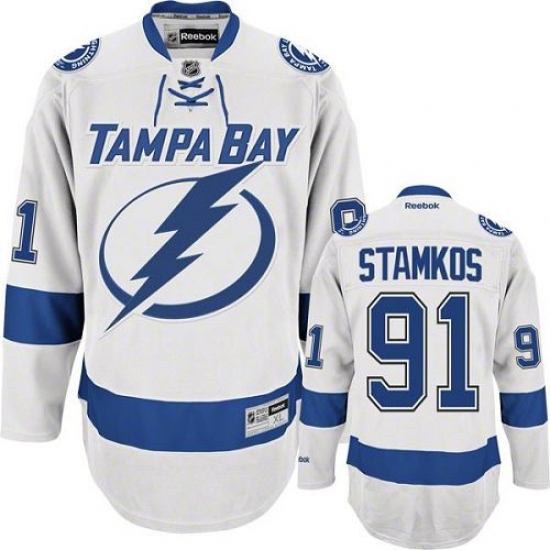Women's Reebok Tampa Bay Lightning #91 Steven Stamkos Authentic White Away NHL Jersey - Ujersey