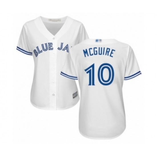 Women's Toronto Blue Jays #10 Reese McGuire Authentic White Home Baseball Player Jersey - Ujersey