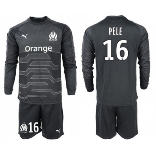 Marseille #16 Pele Black Goalkeeper Long Sleeves Soccer Club Jersey