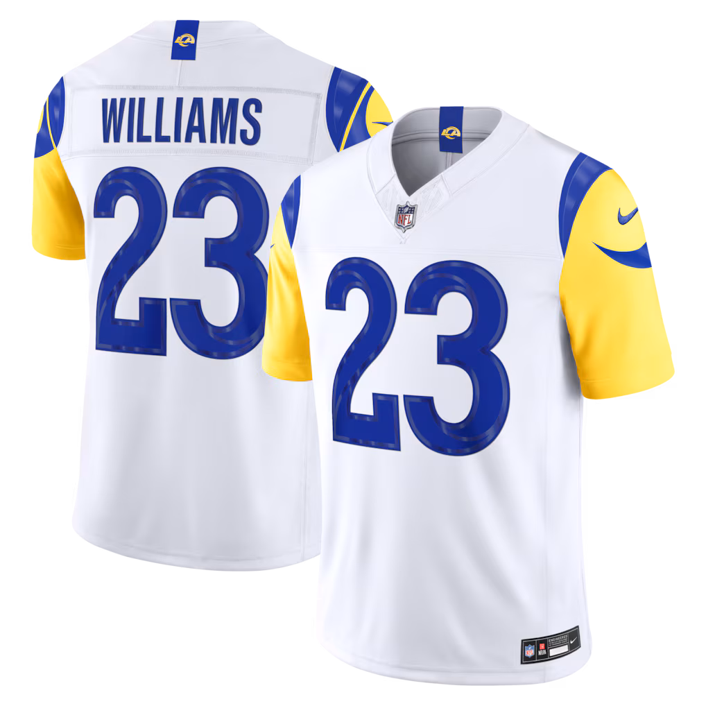 Men's Los Angeles Rams Kyren Williams Nike White Vapor F.U.S.E. Sewn Down Limited Jersey - Ujersey Shop