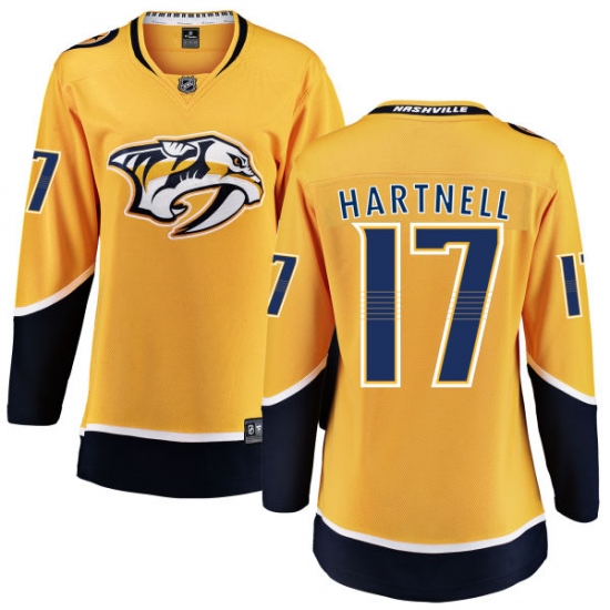 Women's Nashville Predators #17 Scott Hartnell Fanatics Branded Gold Home Breakaway NHL Jersey - Ujersey