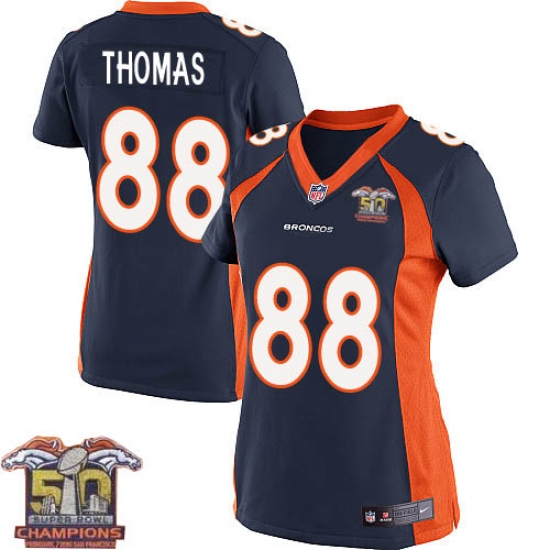 Women's Nike Denver Broncos #88 Demaryius Thomas Elite Navy Blue Alternate Super Bowl 50 Champions NFL Jersey - Ujersey