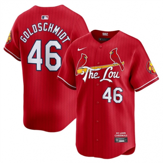 Men's St. Louis Cardinals #46 Paul Goldschmidt Red 2024 City Connect Limited Stitched Baseball Jersey - Ujersey