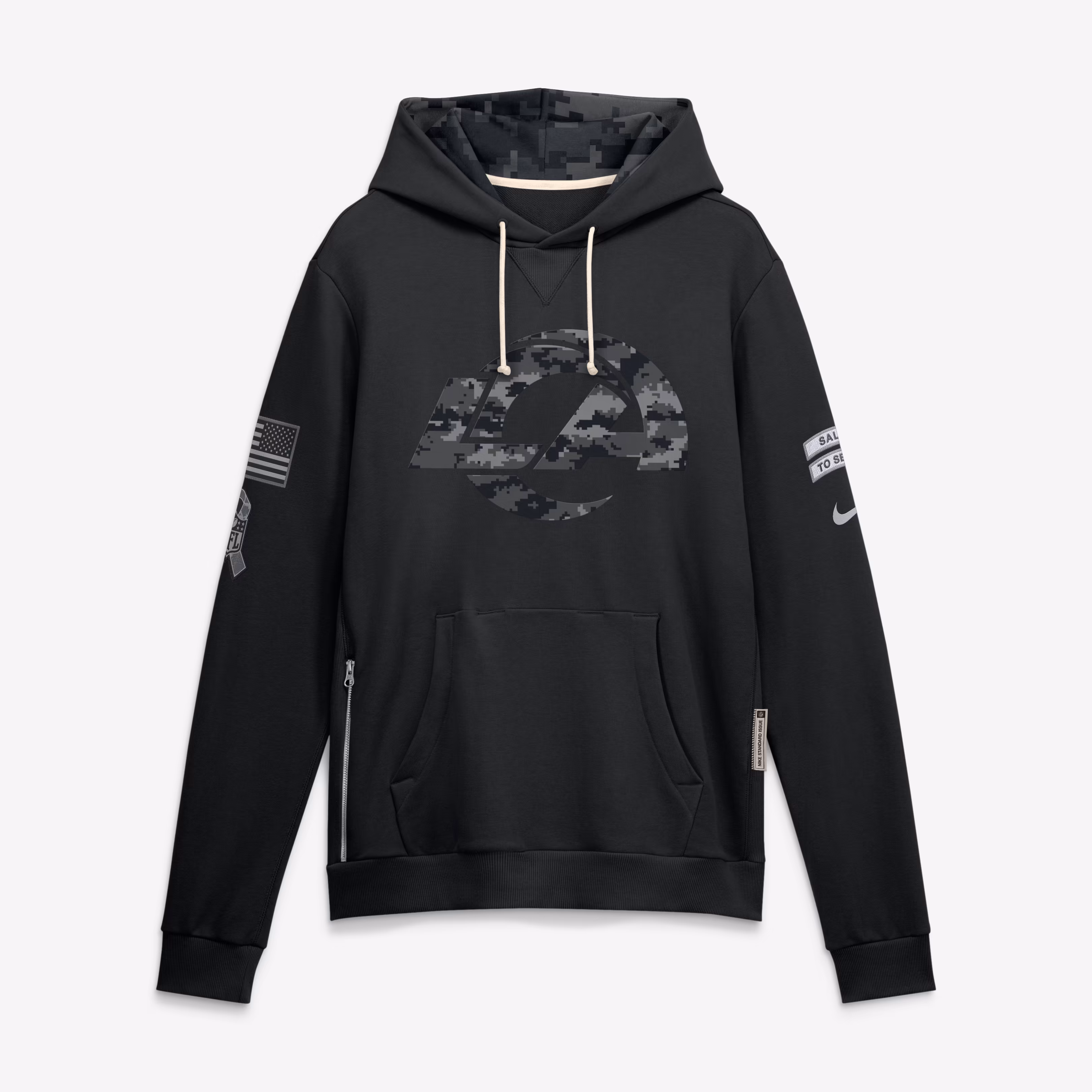 Men's Los Angeles Rams  Nike Black 2026 Salute to Service Sideline Dri-FIT Pullover Hoodie