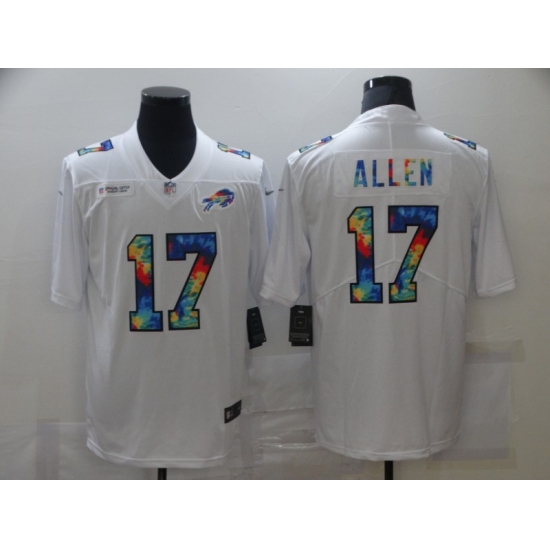 Men's Buffalo Bills #17 Josh Allen White Rainbow Version Nike Limited Jersey - Ujersey