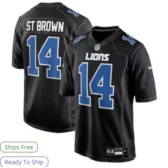 Men's Detroit Lions #14 Amon-Ra St. Brown Nike Carbon Black Carbon Fashion Jersey - Ujersey