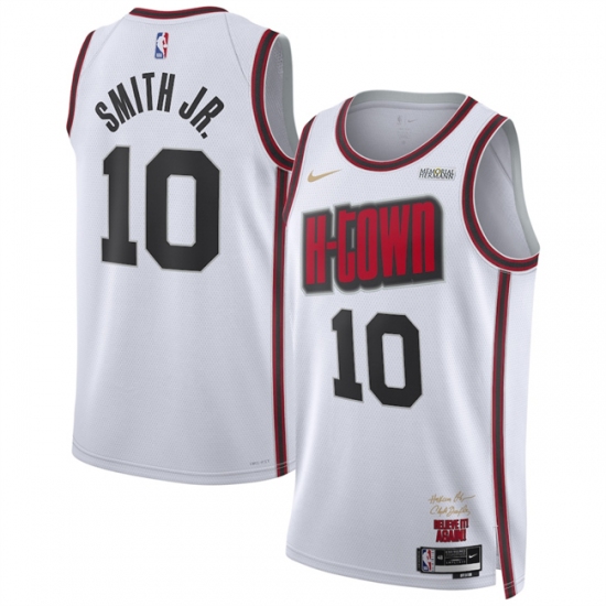Men's Houston Rockets #10 Jabari Smith Jr. White 2024-25 City Edition Stitched Jersey - Ujersey