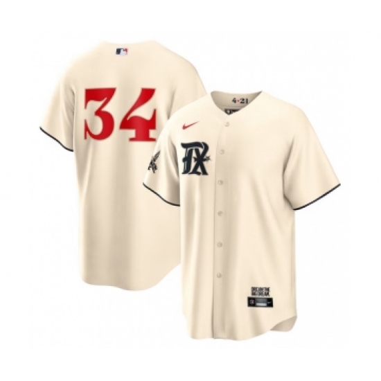 Men's Texas Rangers #34 Nolan Ryan Cream 2023 City Connect Cool Base Stitched Baseball Jersey - Ujersey