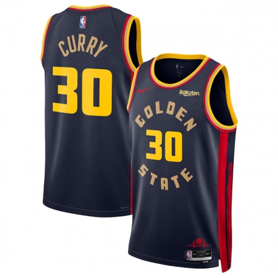Men's Golden State Warriors #30 Stephen Curry Navy 2024-25 City Edition Stitched Basketball Jersey - Ujersey