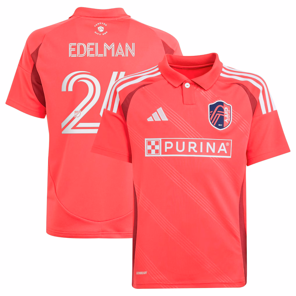 Youth St. Louis CITY SC Daniel Edelman adidas Red 2025 Forever CITY Red Replica Jersey