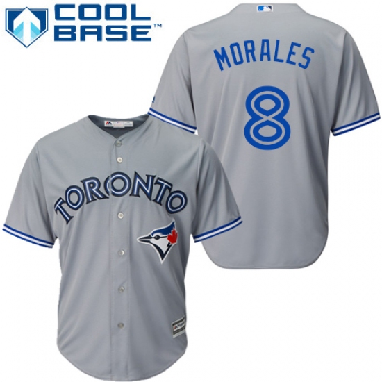 Youth Majestic Toronto Blue Jays #8 Kendrys Morales Replica Grey Road MLB Jersey - Ujersey