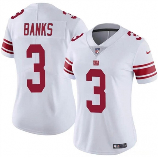 Women's New York Giants #3 Deonte Banks White Vapor Stitched Jersey - Ujersey