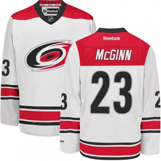 Men's Reebok Carolina Hurricanes #23 Brock McGinn Authentic White Away NHL Jersey - Ujersey