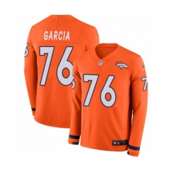Men's Nike Denver Broncos #76 Max Garcia Limited Orange Therma Long Sleeve NFL Jersey - Ujersey