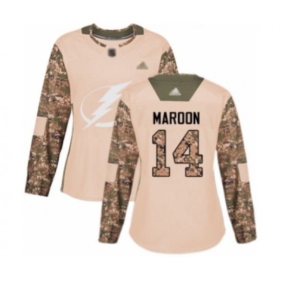 Women's Tampa Bay Lightning #14 Patrick Maroon Authentic Camo Veterans Day Practice Hockey Jersey - Ujersey