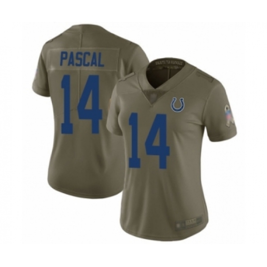 Women's Indianapolis Colts #14 Zach Pascal Limited Olive 2017 Salute to Service Football Jersey - Ujersey