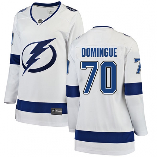 Women's Tampa Bay Lightning #70 Louis Domingue Fanatics Branded White Away Breakaway NHL Jersey - Ujersey