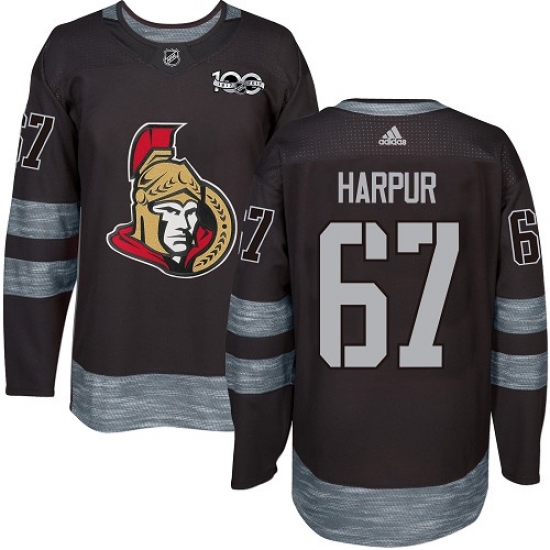 Men's Adidas Ottawa Senators #67 Ben Harpur Authentic Black 1917-2017 100th Anniversary NHL Jersey