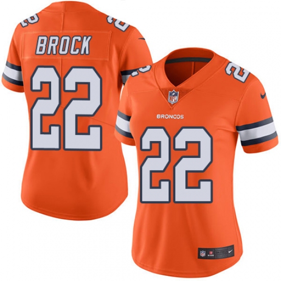 Women Nike Denver Broncos #22 Tramaine Brock Limited Orange Rush Vapor Untouchable NFL Jersey - Ujersey