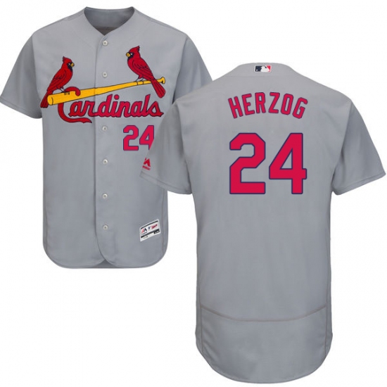 Men's Majestic St. Louis Cardinals #24 Whitey Herzog Grey Road Flex Base Authentic Collection MLB Jersey - Ujersey