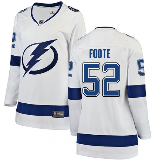 Women's Tampa Bay Lightning #52 Callan Foote Fanatics Branded White Away Breakaway NHL Jersey - Ujersey