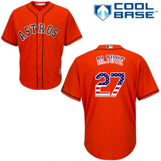 Men's Majestic Houston Astros #27 Jose Altuve Replica Orange USA Flag Fashion MLB Jersey - Ujersey